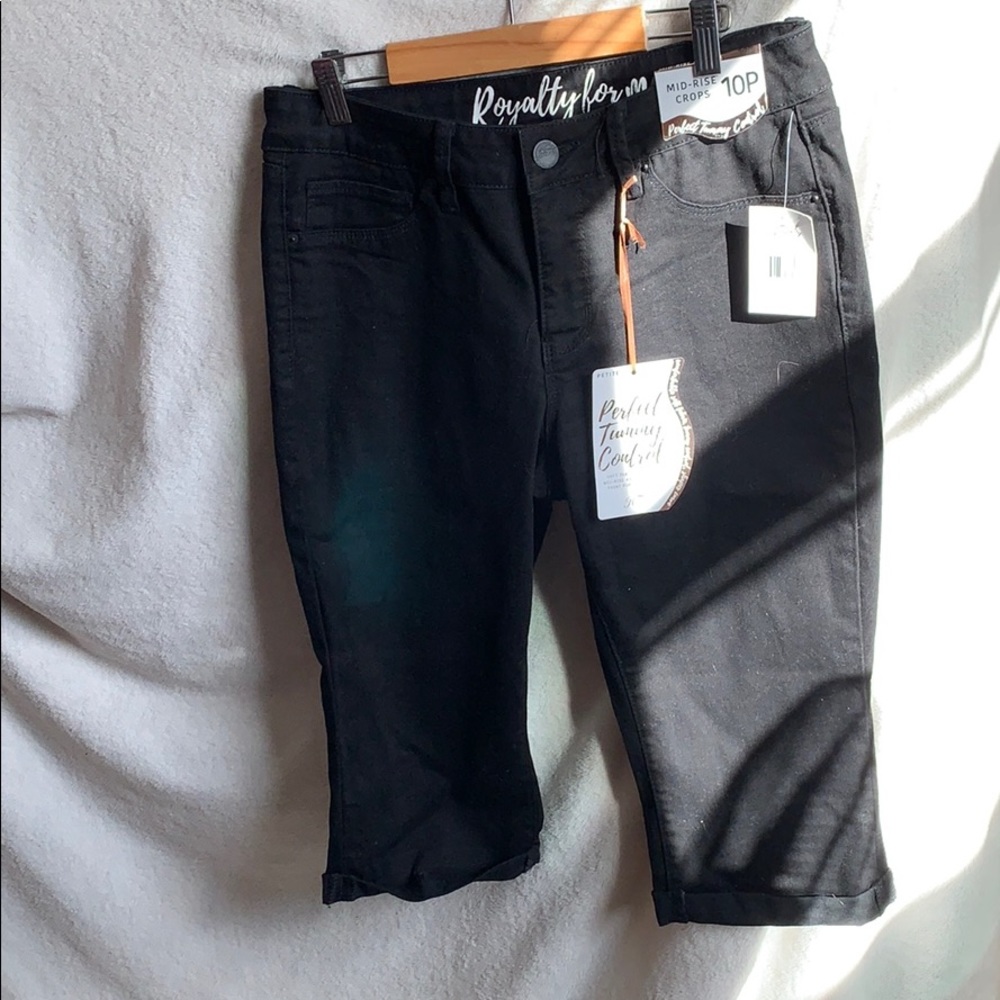 mid rise crop black jeans